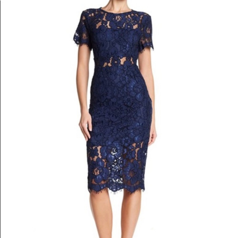 NSR - Short Sleeve Lace Midi Dress